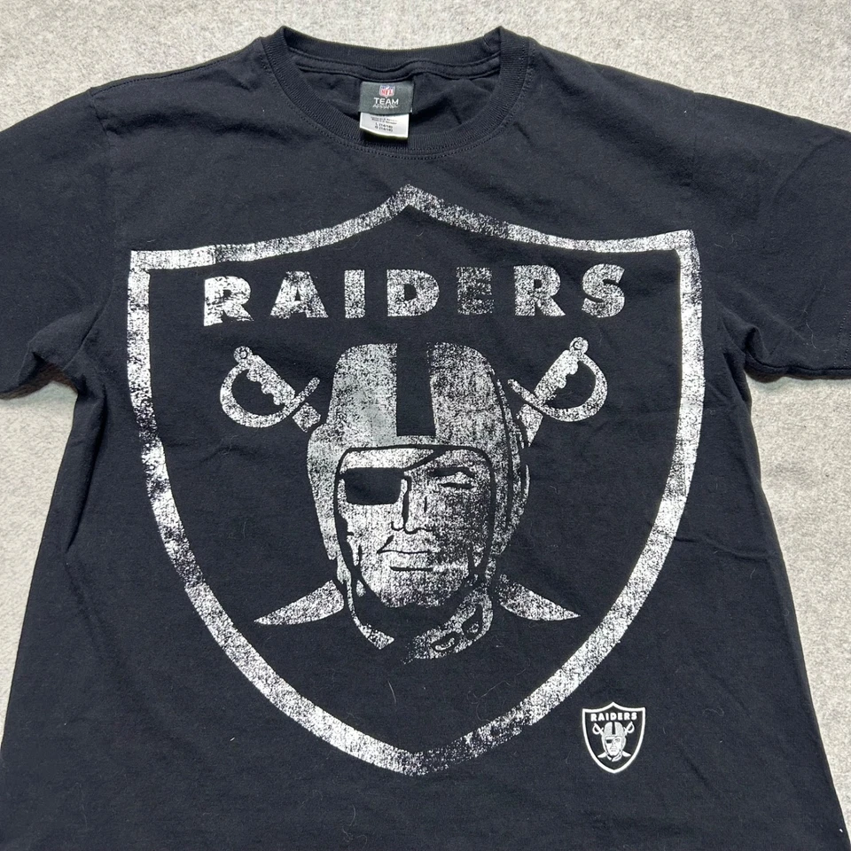 Camisa NFL Las Vegas Raiders juvenil grande 14/16 preta manga curta futebol - Imagem 2 de 4