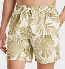 NEW Goodfellow  Co. Men's 7" Inseam Leaf Print Swim Trunks Size Medium