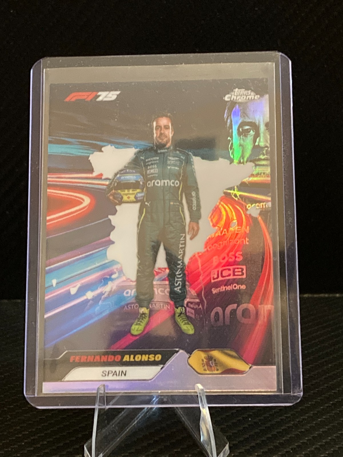 Fernando Alonso 2025 Topps Chrome F1 Neon Nations SP #NN-5