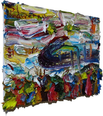 #ad ORIGINAL█OIL PAINTING█VINTAGE EXPRESSIONIST ART█NATURE LANDSCAPE ABSTRACT DECO█A $260.00