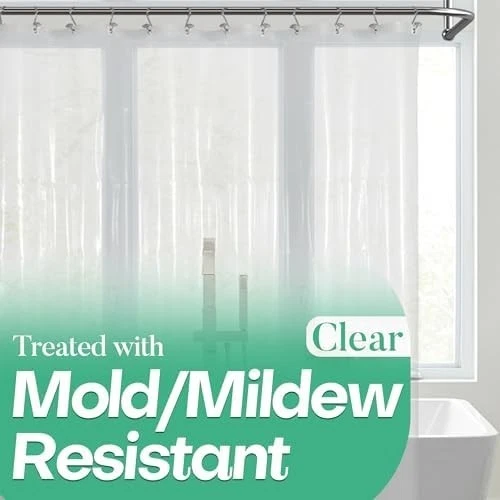Clear Shower Curtain Liner with 3 Magnets, 72X72 Premium Flexible Sturdy Plastic