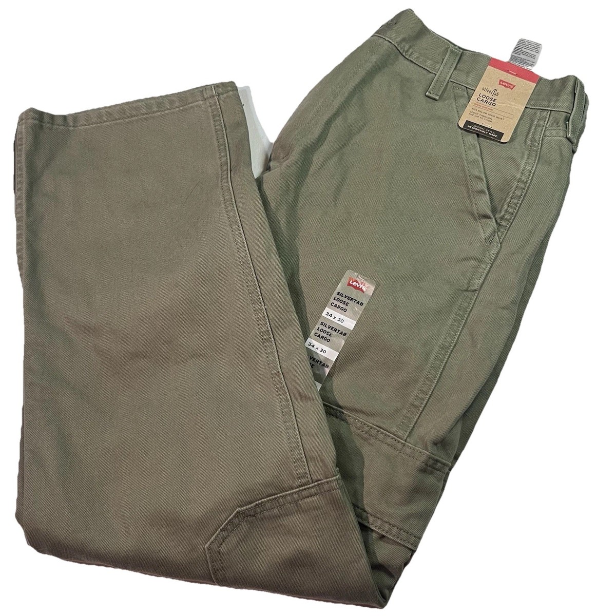 Levis Silvertab Loose Cargo Pants Men's 34x30 Green NWT | eBay