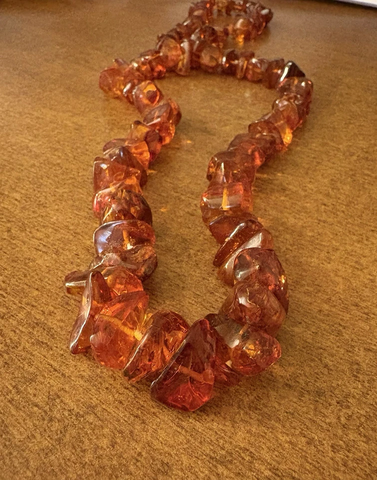 Beautiful Warm Amber Chunks Necklace! Perfect For Fall Fashions! - Image 3 of 4