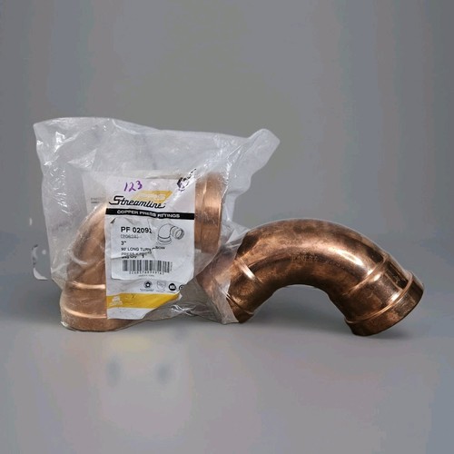 PRS Streamline 90° Long Turn Elbow 3"x3" Copper Press Fitting Tubing LOT OF 2
