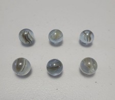 Lot of Six Vintage Brown/White Swirl Marbles .60 Inches and .56 Inches - 1970's