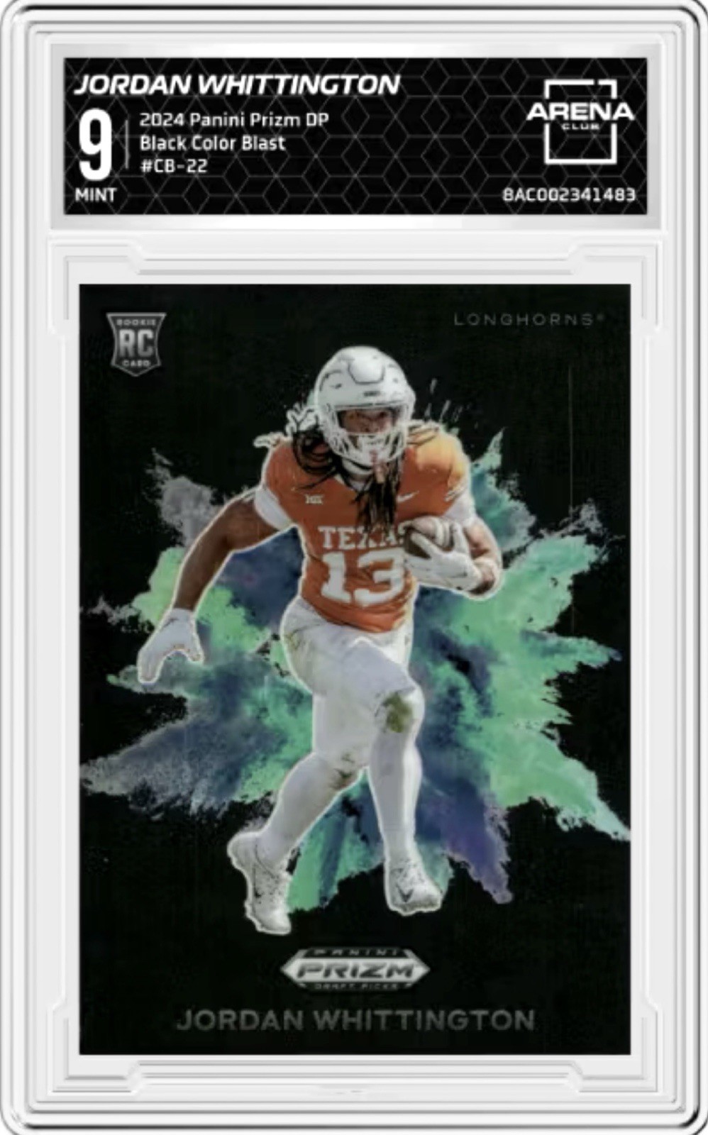 2024 Panini Prizm Draft Picks Color Blast Jordan Whittington #CB-22 (RC) MINT 9