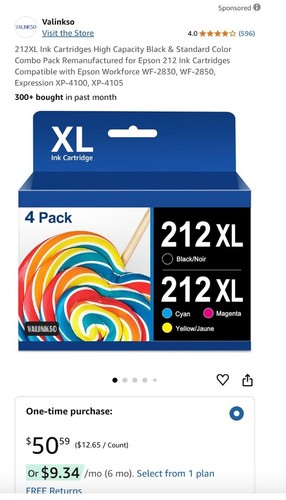 212XL Ink Cartridge - High Yield 4-Pack B/C/M/Y
