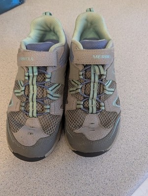 Merrell Trail Chaser Kids Gray Teal Hiking Shoes Size 4.5 Walking Outdoors