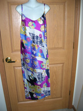 N - NATORI - ANKLE LENGTH GOWN - "DECO" PATTERN - SATIN - LARGE - NWT