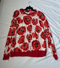Jones New York Women s Size XL Button Up Cardigan With Red Flowers
