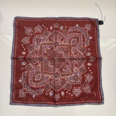Ron Cornell Silk Pocket Square Lago di Como collection Rust Rose Paisley - NWOT
