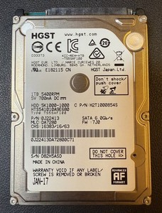 HGST, 1TB, 5K1000-1000, HTS541010A9E680, S/N: D82H5ASD, SATA HDD