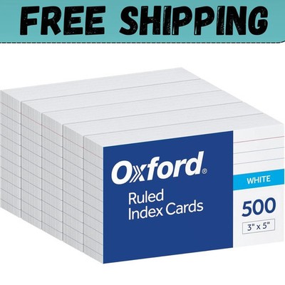 xford Index Cards, 3 x 5 Inches, White, Lined on Front, Blank on Back, Flashcard