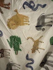 Pottery Barn Kids Jungle Animals Crib Fitted Sheet  Lightly Used 100%Org. Cotton