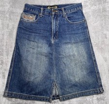 Vintage Old Skool Denim Midi Length A -line Skirt Size 18 Y2K 90s Embroidered