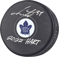 Auston Matthews Maple Leafs 2022 Hart Trophy Winner Signed Hockey Puck w/Insc