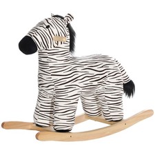 Black Zebra Themed Rocking Horse 88lb 26.6x11.6x23.6in Realistic Audio