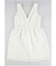 bar III Womens Illusion-Stripe Fit & Flare Dress, white, 6