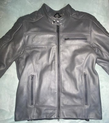 ENGINEHAWK RUROC 50 CAL LEATHER JACKET  GREY MENS LARGE LIKE NEW