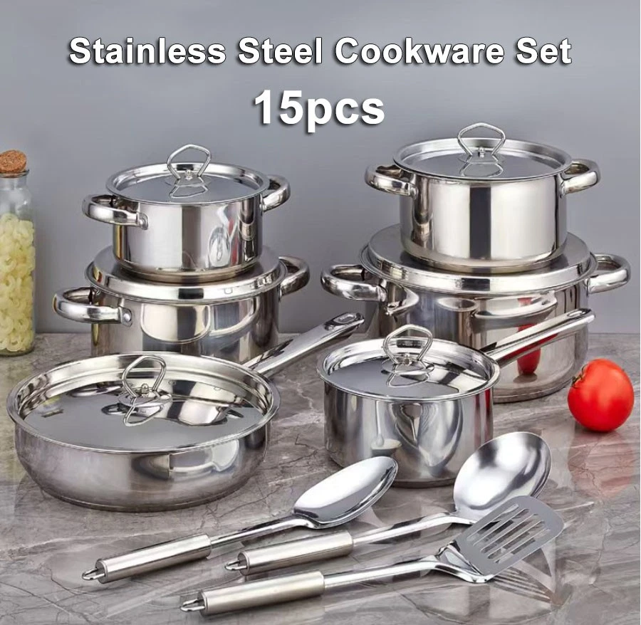 Thickened Stainless Steel 15-Piece Cookware Set with Lids, Pots and Pans Kits
Opens in a new window