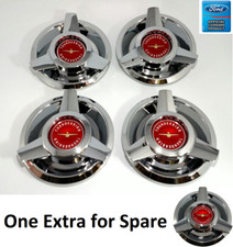 Set5 Wire Wheel Spinner Center Hub Caps Red For 1962-1963 Ford Thunderbird
