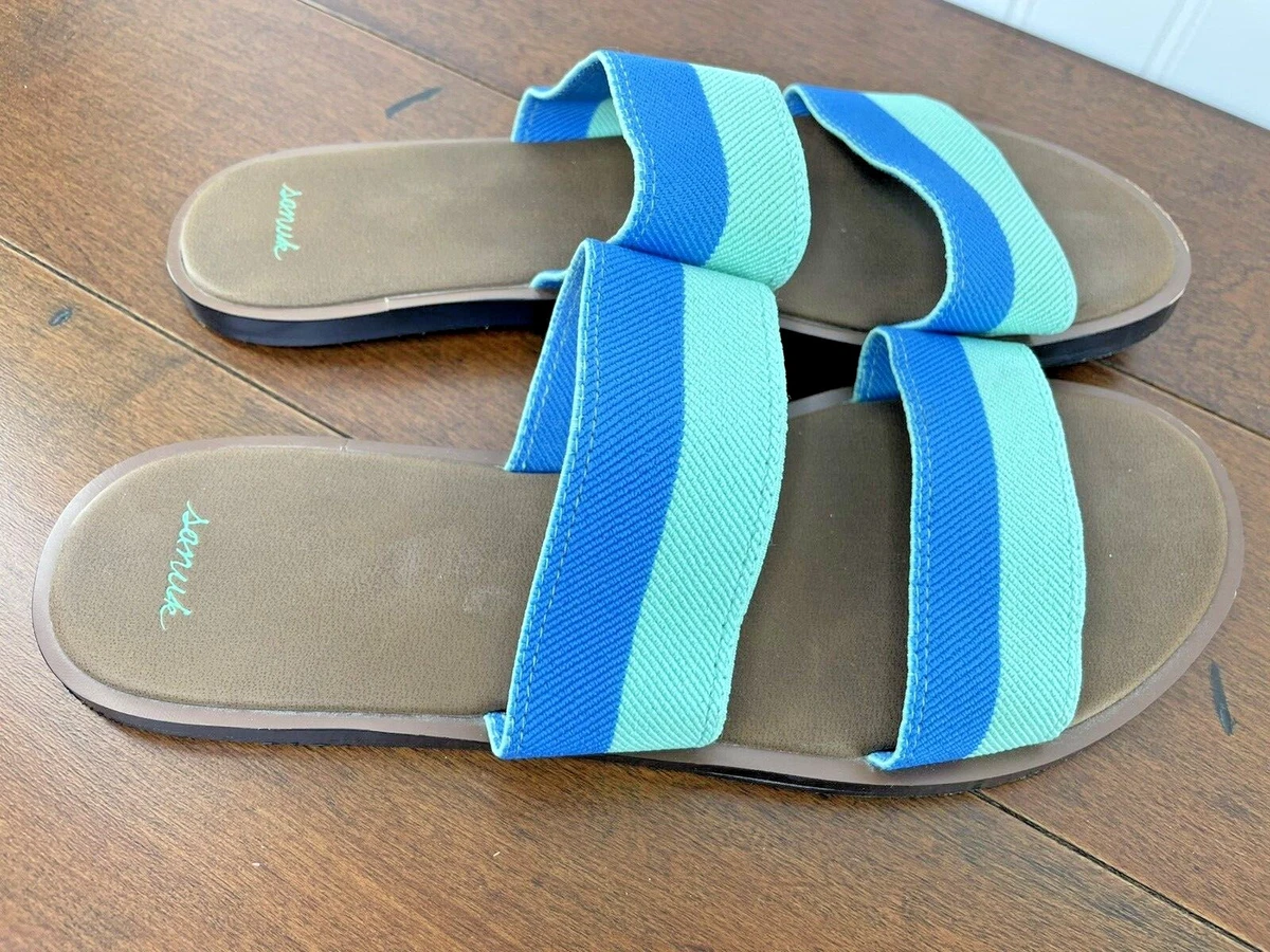 Sanuk Gora Gora Duo Slide Sandals Opal Indigo Women's Size 9 Flats