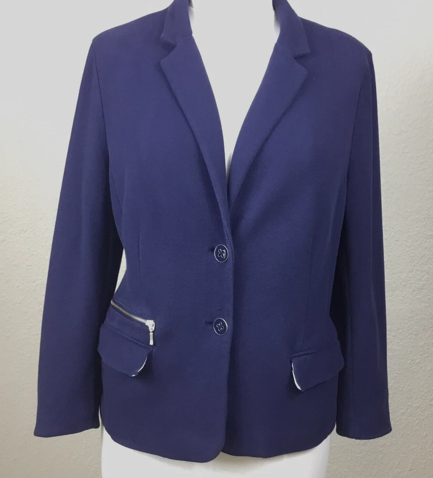 Chico’s Jacket Size XL Blue Women’s Blazer  Cotton Jersey  Stretch Modern Jacket - Image 3 of 4