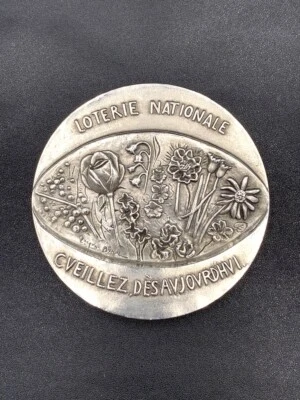 Rare Médaille cuivre argenté Loterie Nationale signée Jacques Birr Copper medal - Photo 1/4