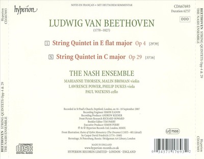 NASH ENSEMBLE BEETHOVEN: STRING QUINTETS, OPP. 4 & 29 NEW CD