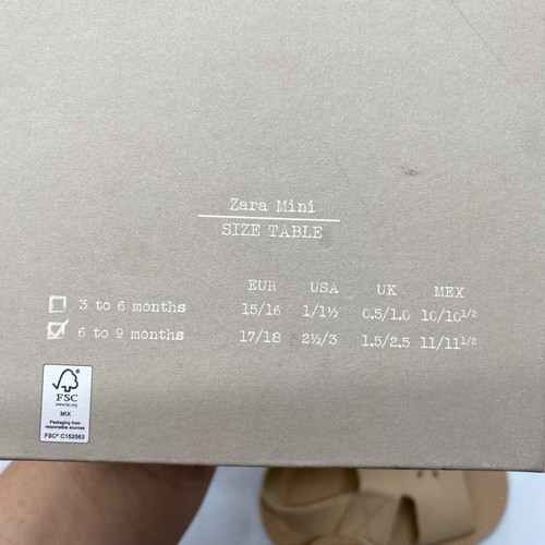 Zara Mini Soft Tan Leather Sandal Baby sz 6-9 Months/2.5-3 Made in Spain - Picture 12 of 13