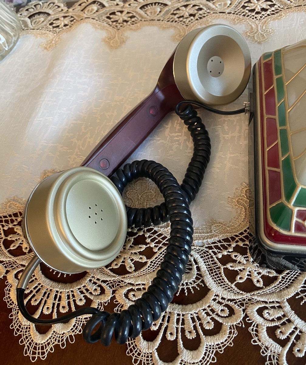 Vintage Coca-Cola Telephone Light Up Stained Glass Look 2001 Land