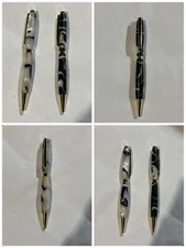 Handmade Hand Turned Acrylic Twist Click Pens with Gold Tone Accents Black Ink