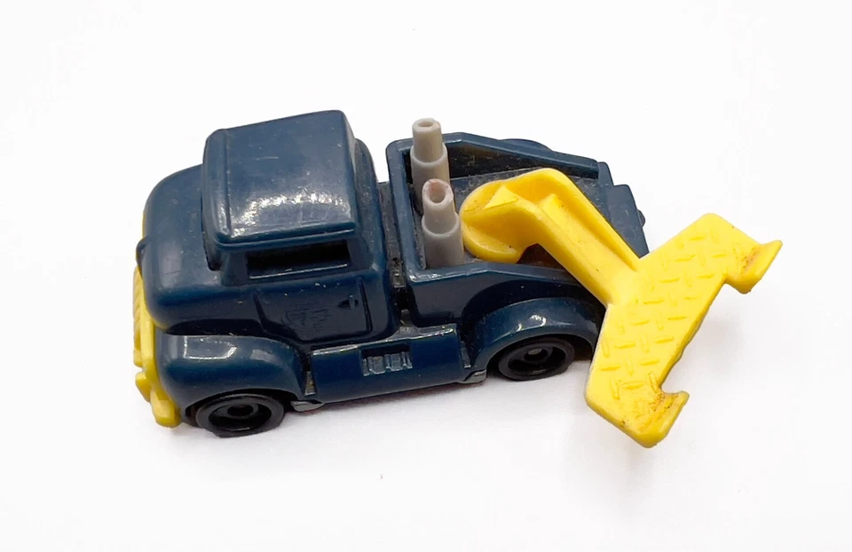 Camión de remolque Hot Wheels Blue Big Rig 1994 con elevador móvil amarillo, WT 10 Mattel Foto 2 de 4