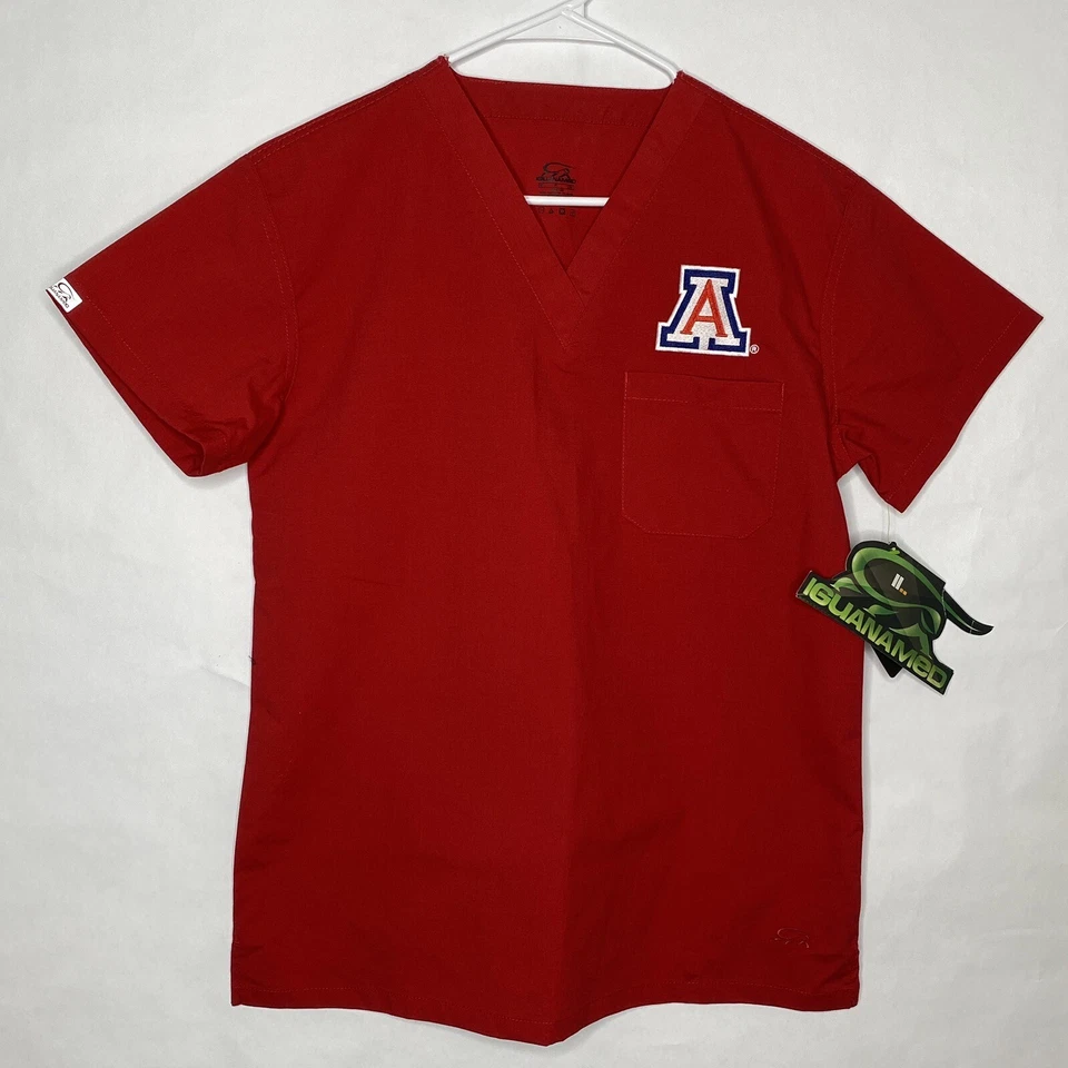 IguanaMed Scrubs Top Women S Red A Front Pocket Short Sleeve - Image 2 of 4