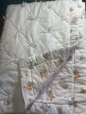 Popples Blanket VTG Puff Tie Handmade 40”x63” Soft Special Satin Crib *read