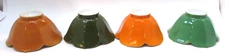 Set Four Vintage 1980's Japan Porcelain Lotus Rice Bowl Orange Green 4 Dishes