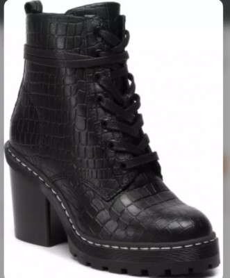 Bullboxer Croc High Heel Stiefeletten seitlicher Reißverschluss Damen schwarz GR 41 REF SH1 
