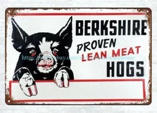 vintage reproduction wall plaque Livestock Berkshire Hogs metal tin sign