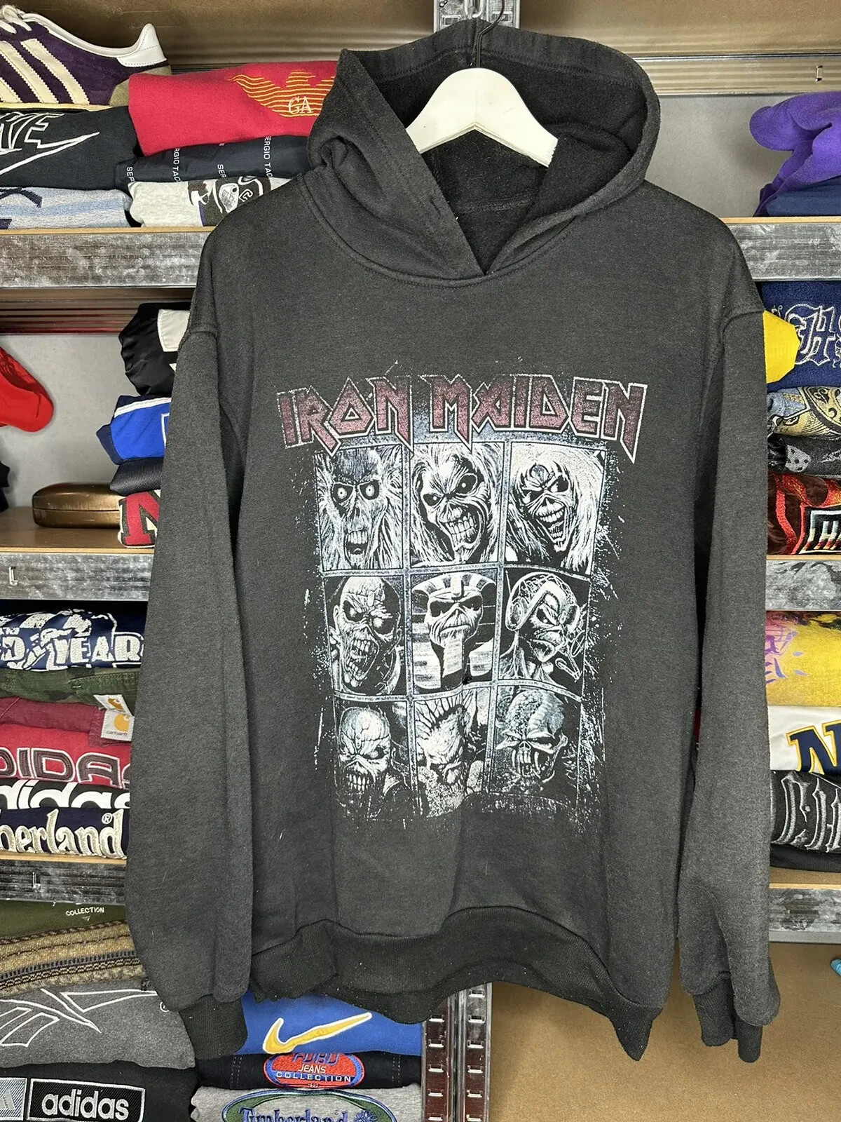 Iron Maiden Vintage Faded TRASHED Distressed Hoodie