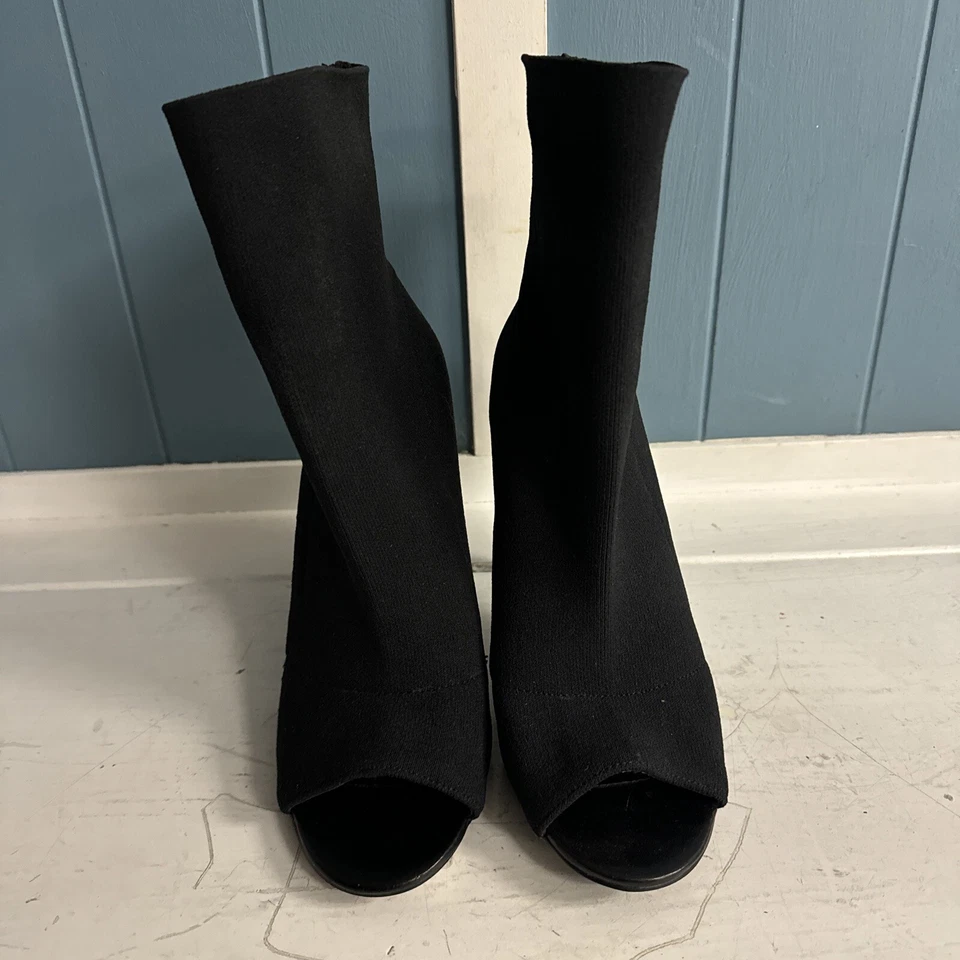 Botas STEVE MADDEN NEGRAS Tacón Punta Abierta TALLA 8 Elásticas Botines Tacones Foto 2 de 4