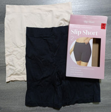 Carole Hochman Slip Short 2 Pack Womens Medium Black  Nude Seamless