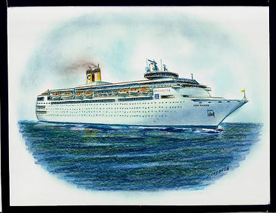 Original Art Work ... m/s COSTA  ROMANTICA.... cruise ship... Costa Cruises