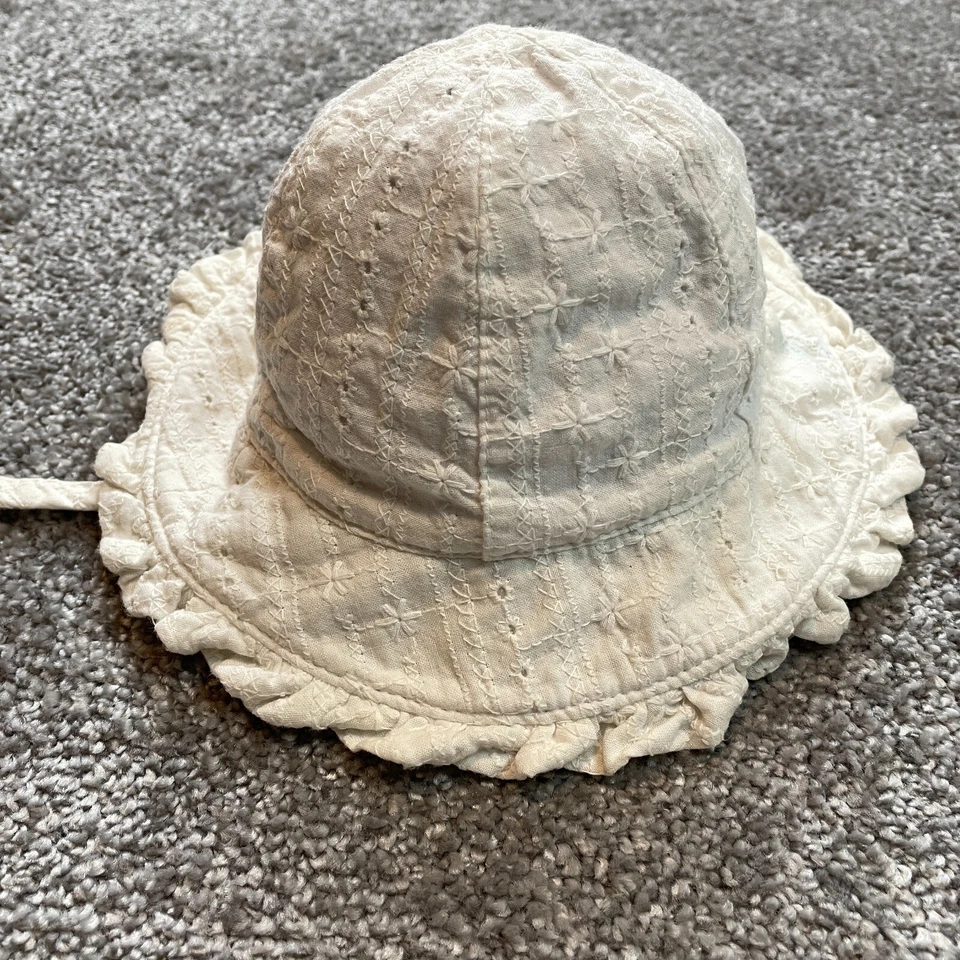 Wallaroo Sun Hat Girls One Size White Floral Eyelets Strap Wide Brim Lorikeet - Image 2 of 4