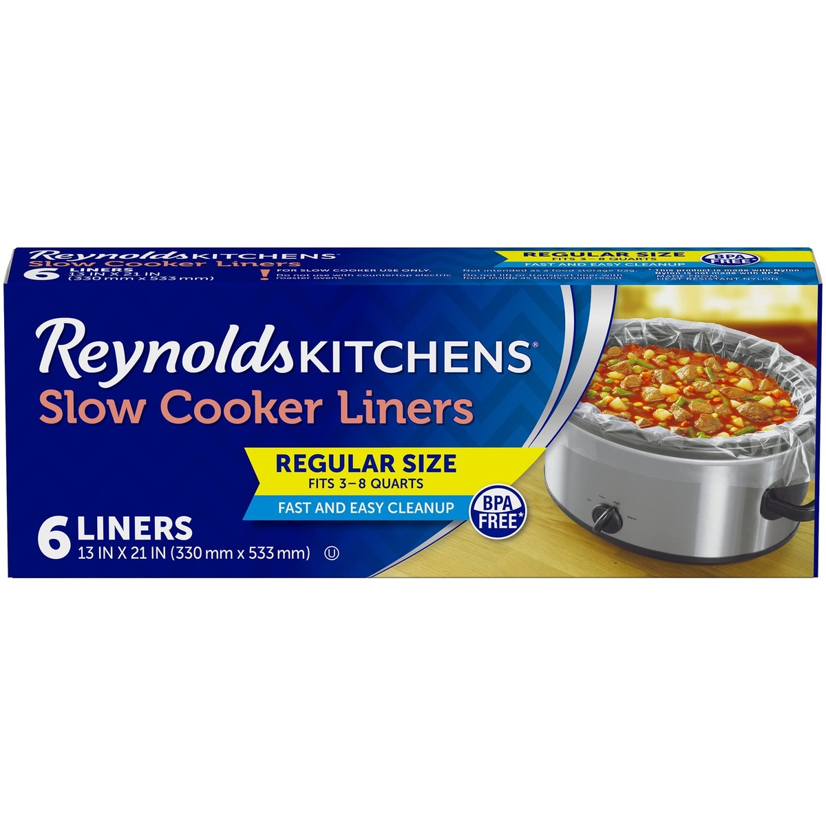 Reynolds Kitchens Slow Cooker Liners Regular Fits 3-8 Quarts 6