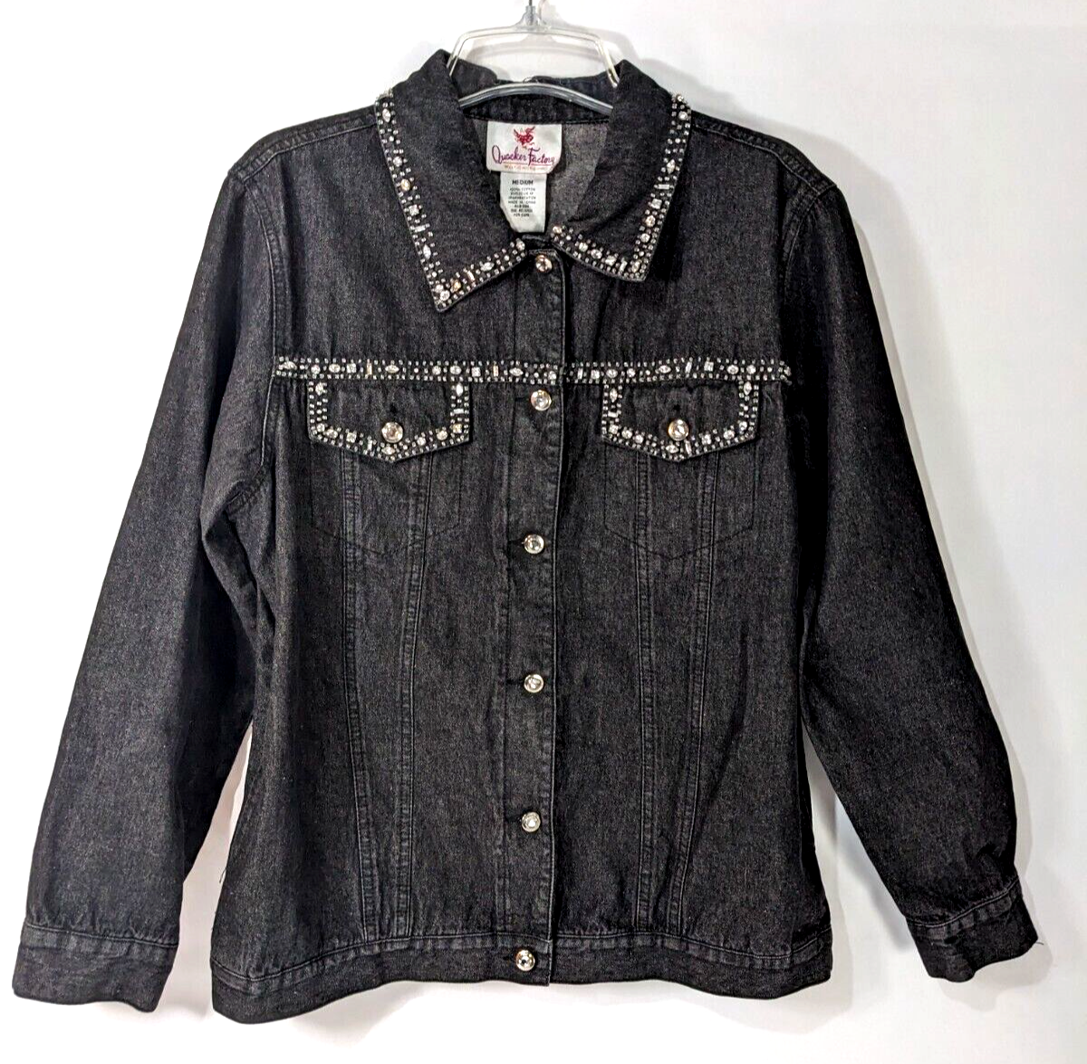 Black Denim Quacker Factory Denim Jackets Quacker Factory Black