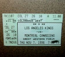 LA Kings 11/7/1996 Ticket Stub vs Montreal Canadians Darcy Tucker 1st NHL Goal