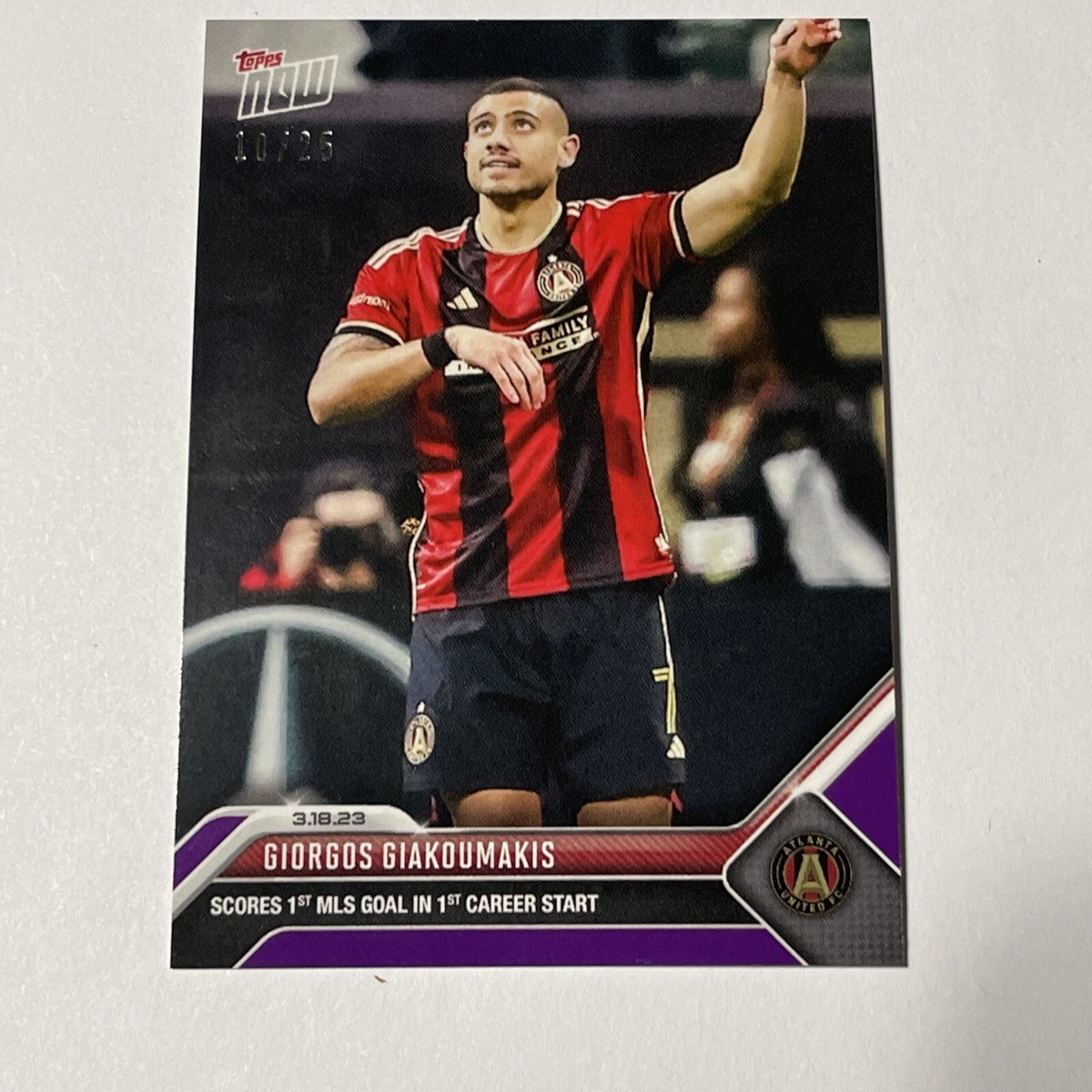 2023 Topps Now MLS 34 GIORGOS GIAKOUMAKIS ATLANTA UNITED FC PURPLE
