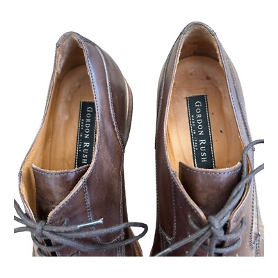 Gordon Rush Oxford Men\'s 10 Brown Leather Lace Up Almond Toe Formal Shoes S44 Gordon Rush Mens Derby Shoes Brown Leather Lace-up Solid  main image 4