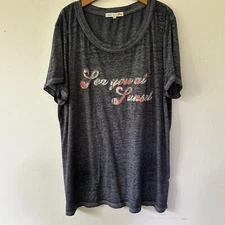 C&C California T-shirt Womens XL Blue Gray Burnout Nautical Sea You at Sunset