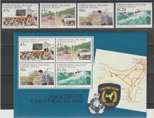 1991 CHRISTMAS  ISLAND POLICE  4 VAL. + BF MNH MF93332